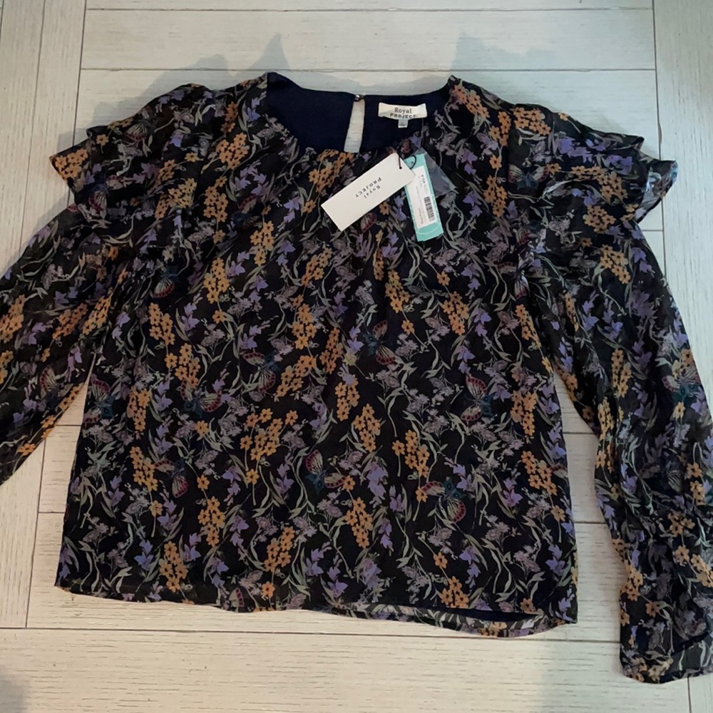 Royal Project Lorelei Ruffle Detail Silk Blouse